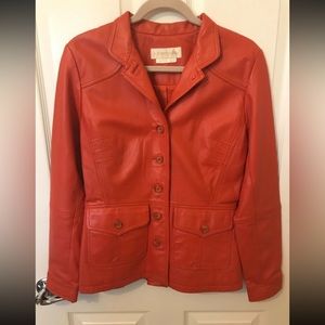 Vintage Orange Leather Jacket, brand new condition